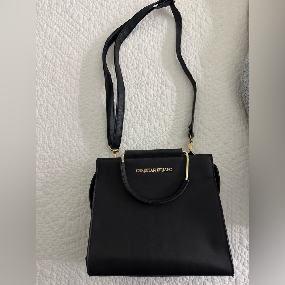 Christian Siriano Black Shoulder Bag with Gold Details